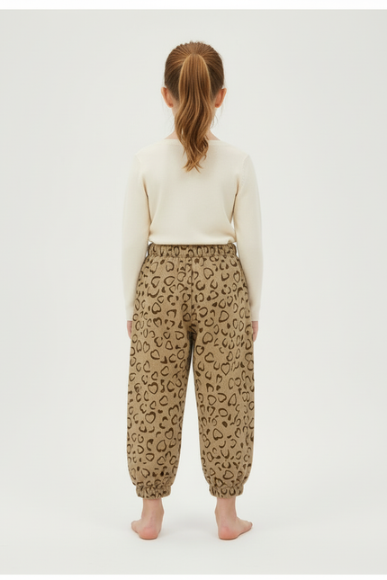 Pantalon Beige Harem Ample Motif Cœur Enfant - Molleton - vue 2