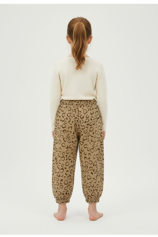 Pantalon Beige Harem Ample Motif Cœur Enfant - Molleton - vue 2