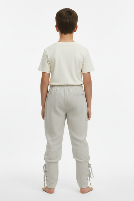 Pantalon Beige Lin Cordon Ajustable Garçon Médiéval - Gris - vue 2