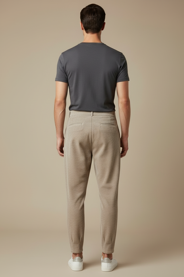 Pantalon Beige Côtelé Ample Plissé Homme - Cordé - vue 2