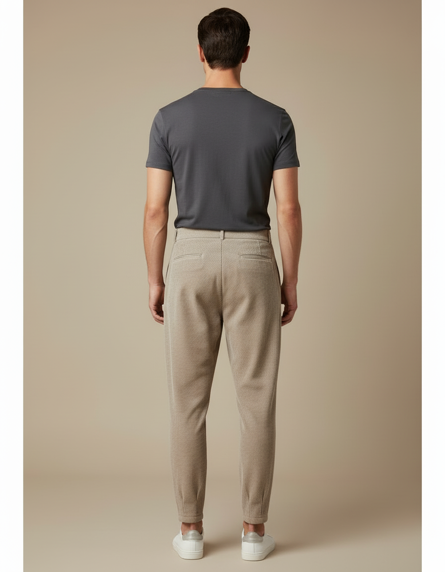 Pantalon Beige Côtelé Ample Plissé Homme - Cordé - vue 2