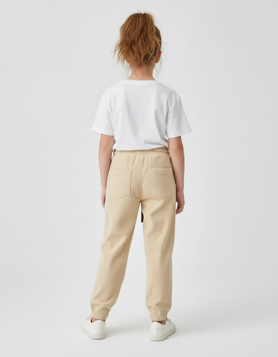 Pantalon Beige Côtelé Ample Sport Décontracté - Cordé - vue 2
