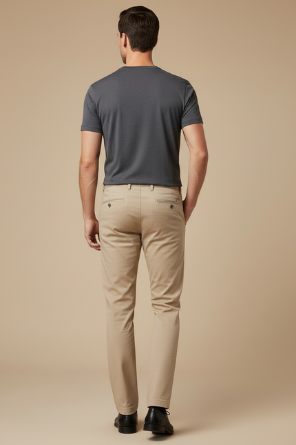 Pantalon Beige Chino Homme Slim Fit Décontracté - Gabardine - vue 2