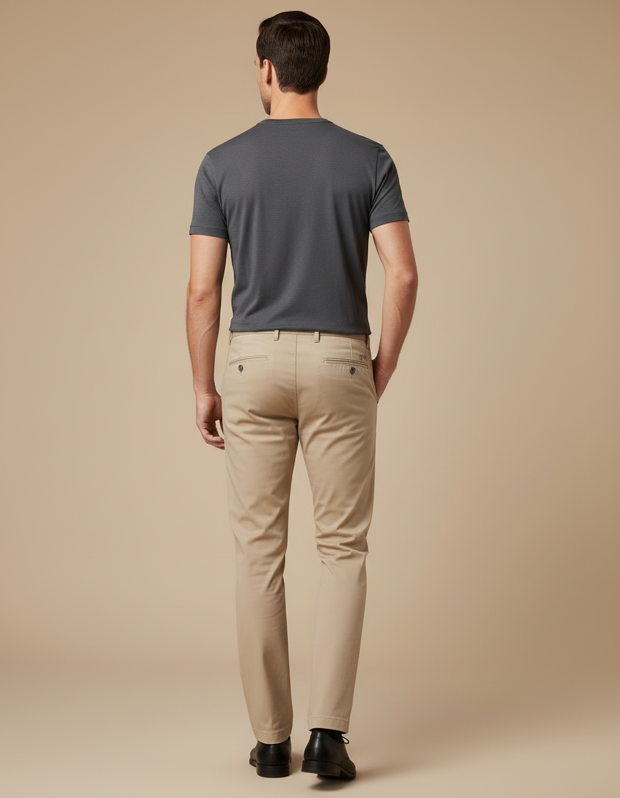 Pantalon Beige Chino Homme Slim Fit Décontracté - Gabardine - vue 2