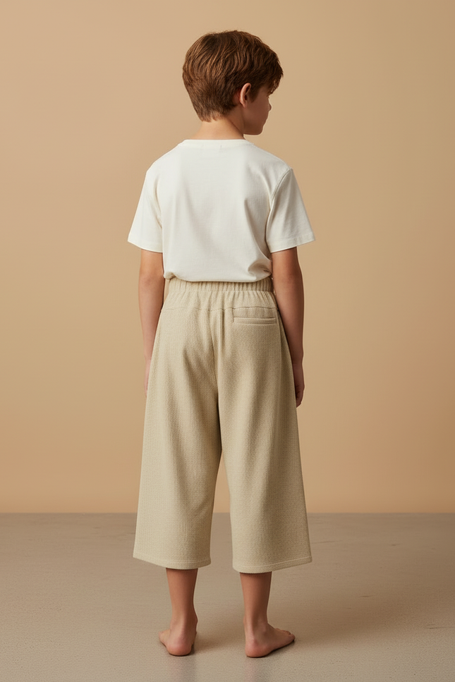 Pantalon Beige Côtelé Ample Décontracté Enfant Mixte - Cordé - vue 2