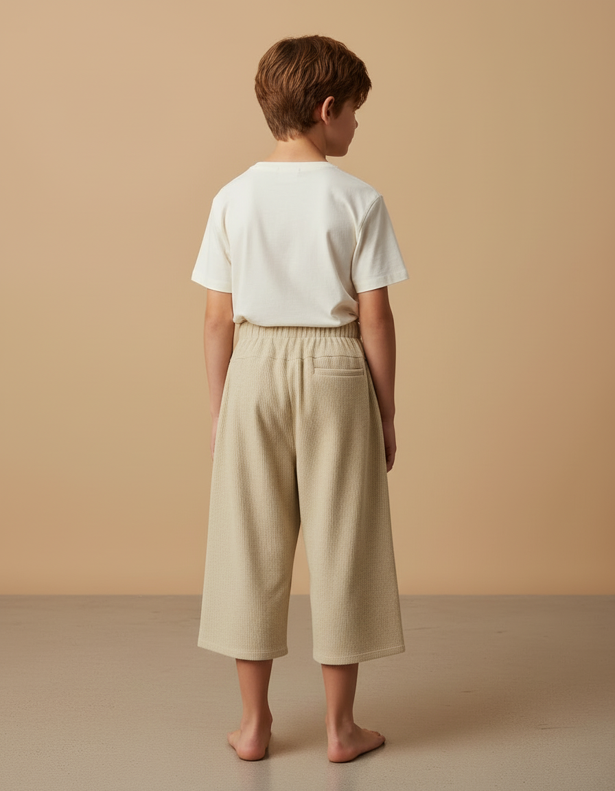 Pantalon Beige Côtelé Ample Décontracté Enfant Mixte - Cordé - vue 2