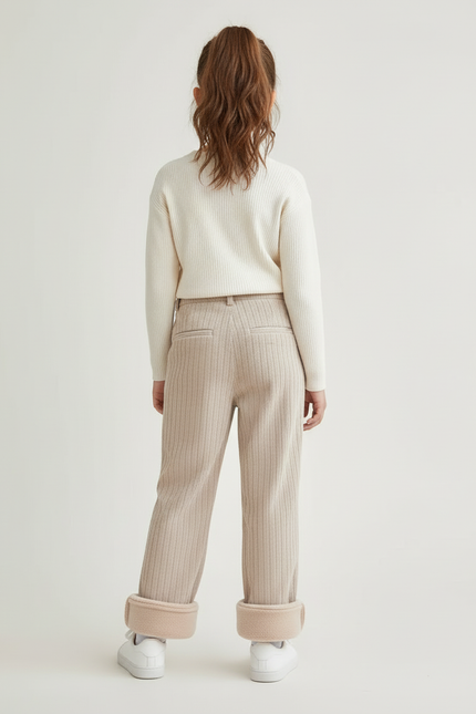 Pantalon Beige Côtelé Doublé Polaire Fille Hiver - Cordé - vue 2