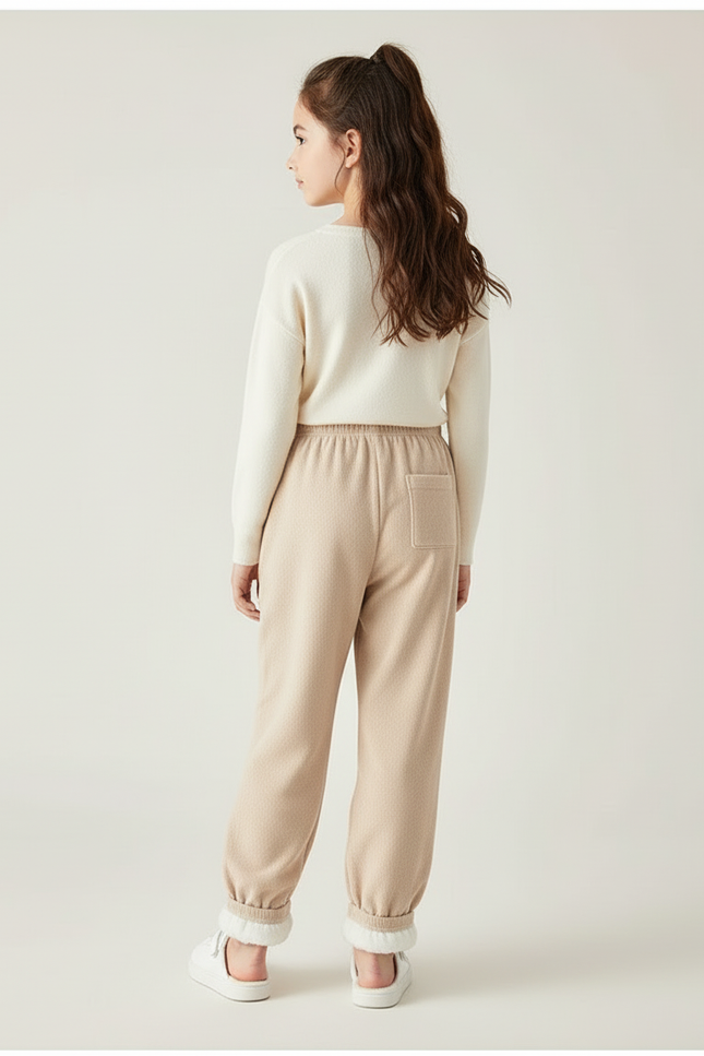 Pantalon Beige Molletonné Doux Confortable Enfant - vue 2