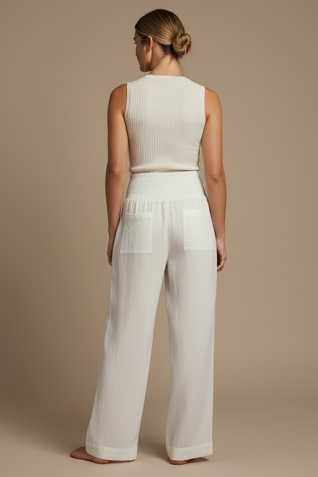 Pantalon Beige 2e8c - Blanc Lin - vue 2