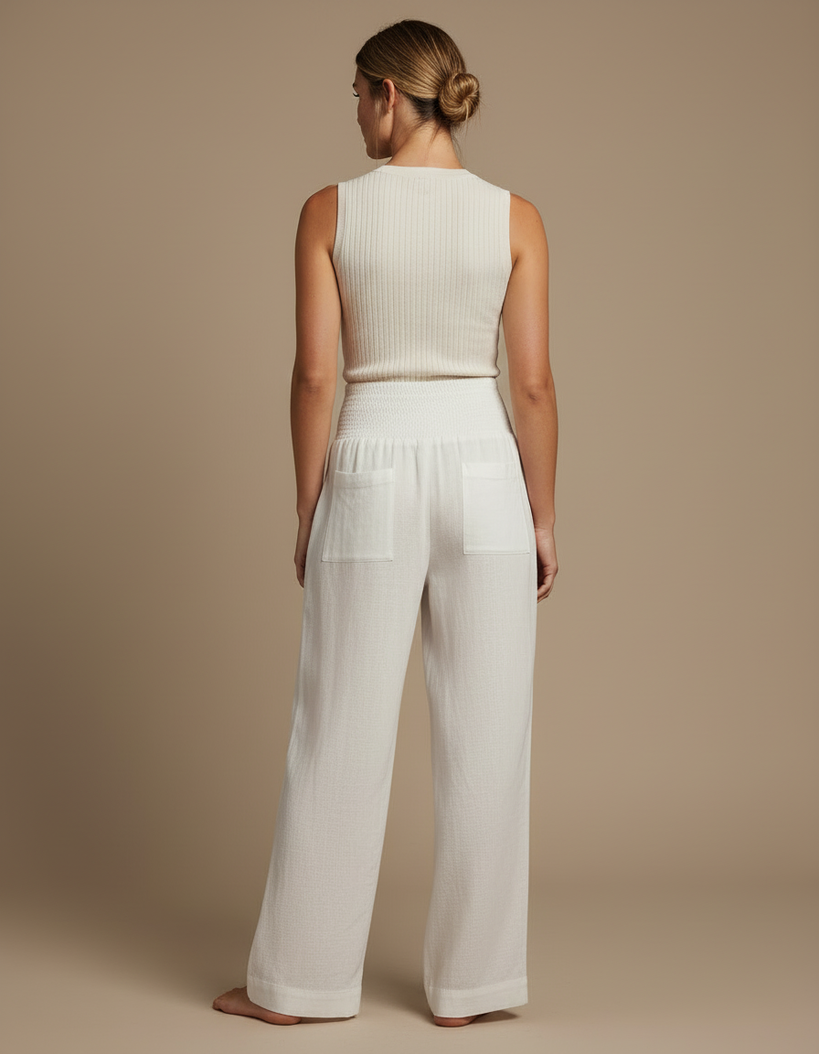 Pantalon Beige 2e8c - Blanc Lin - vue 2