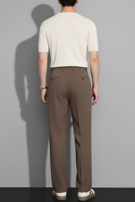 Pantalon Beige Droit Ample Décontracté Homme - Marron Polyester - vue 2