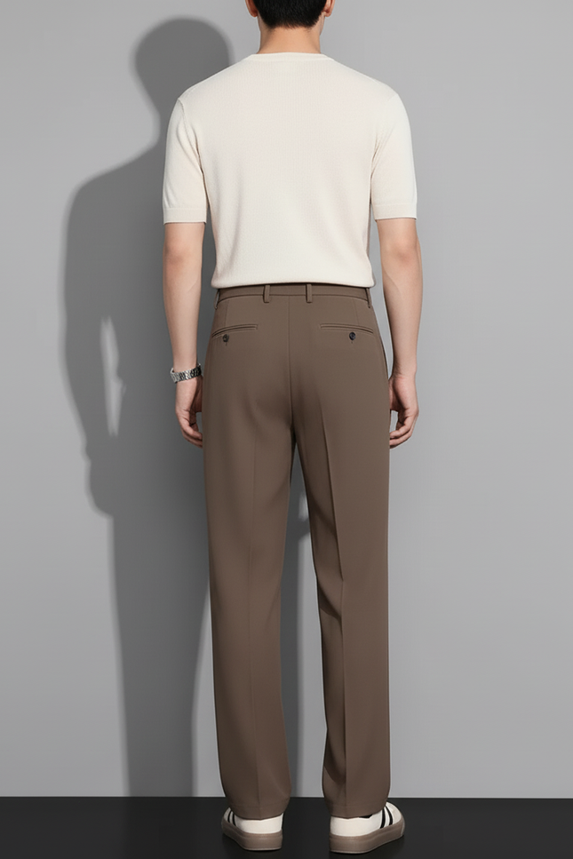 Pantalon Beige Droit Ample Décontracté Homme - Marron Polyester - vue 2