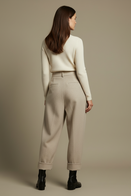 Pantalon Carotte Beige - Tweed - vue 2