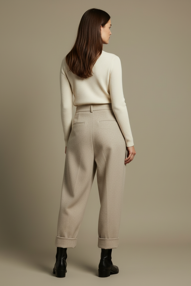 Pantalon Carotte Beige - Tweed - vue 2