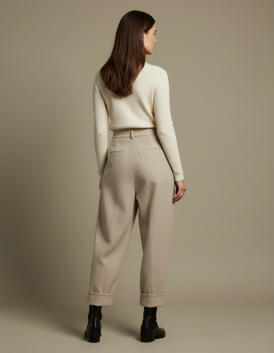 Pantalon Carotte Beige - Tweed - vue 2