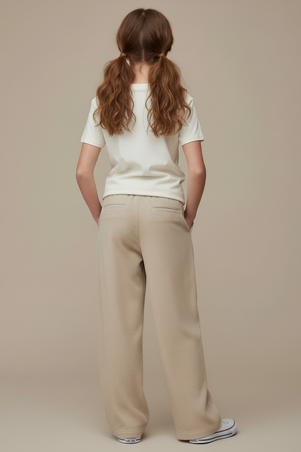 Pantalon Beige Côtelé Droit Ample Cordon - Cordé - vue 2