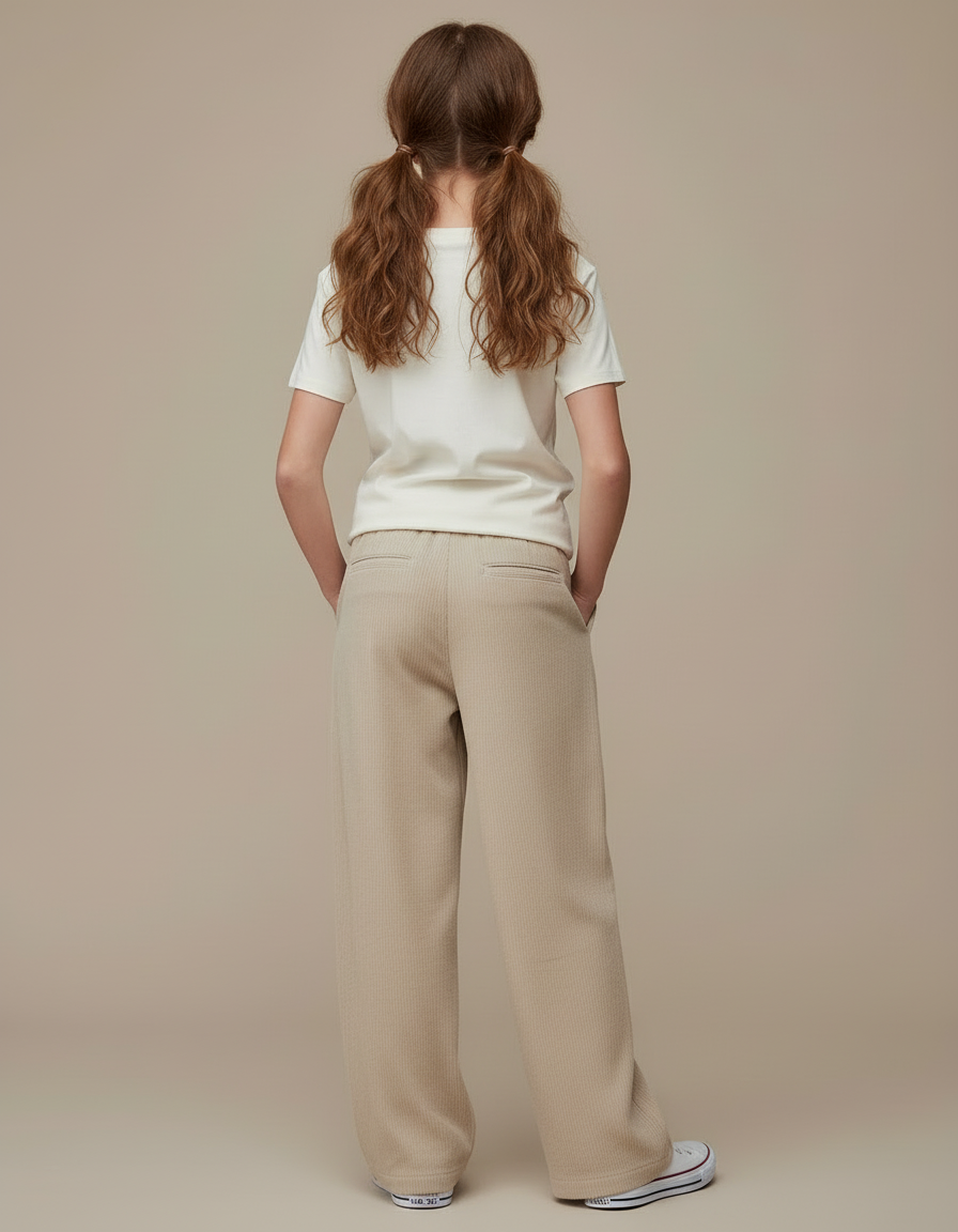 Pantalon Beige Côtelé Droit Ample Cordon - Cordé - vue 2