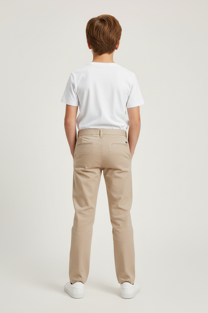 Pantalon Beige Chino Coton Droit Classique Garçon - Gabardine - vue 2