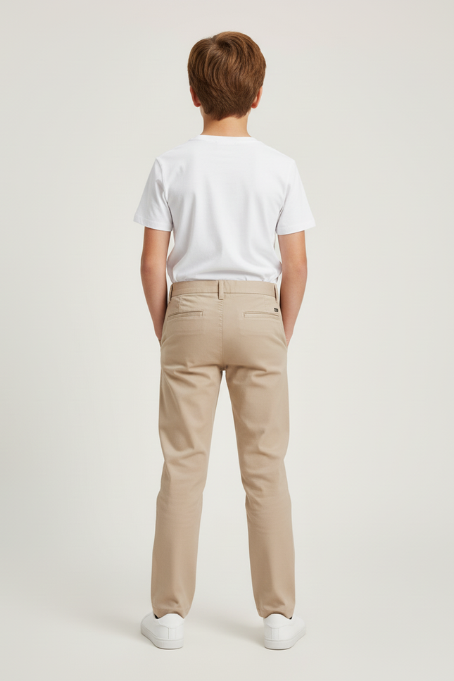Pantalon Beige Chino Coton Droit Classique Garçon - Gabardine - vue 2