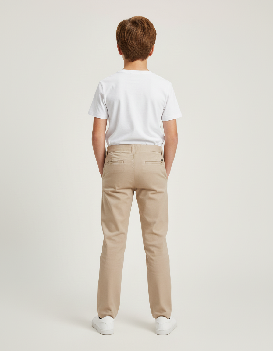 Pantalon Beige Chino Coton Droit Classique Garçon - Gabardine - vue 2
