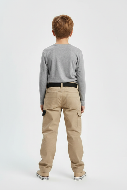 Pantalon Beige Cargo Robuste Décontracté Enfant - Toile - vue 2