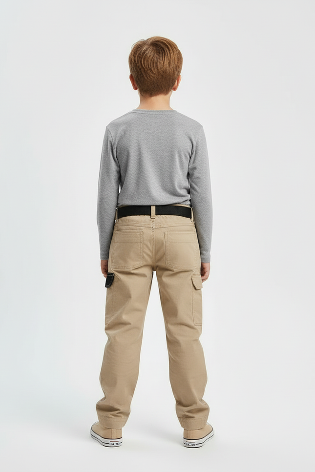 Pantalon Beige Cargo Robuste Décontracté Enfant - Toile - vue 2