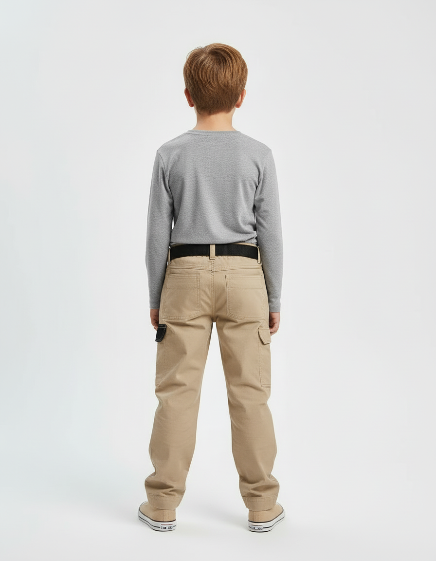 Pantalon Beige Cargo Robuste Décontracté Enfant - Toile - vue 2