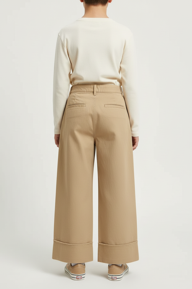 Pantalon Beige Plissé Ample Enfant Décontracté Coton - vue 2