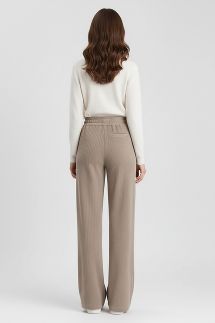 Pantalon Beige Côtelé Ample Taille Haute Confortable - Cordé - vue 2