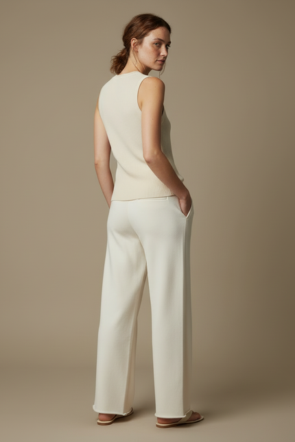 Pantalon Beige Ample Coton Décontracté Femme - Molleton - vue 2