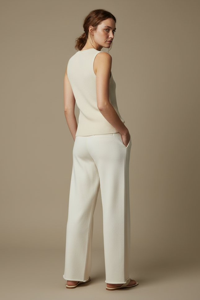 Pantalon Beige Ample Coton Décontracté Femme - Molleton - vue 2