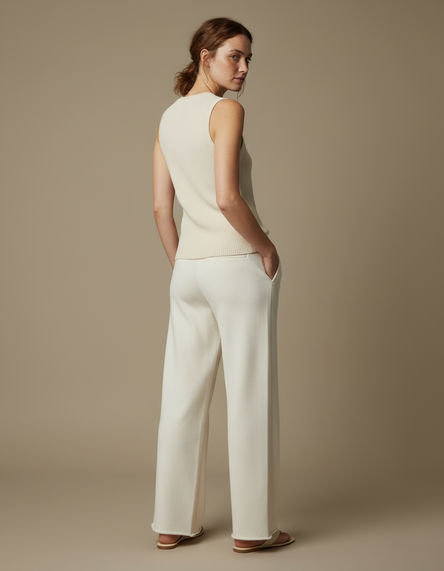 Pantalon Beige Ample Coton Décontracté Femme - Molleton - vue 2