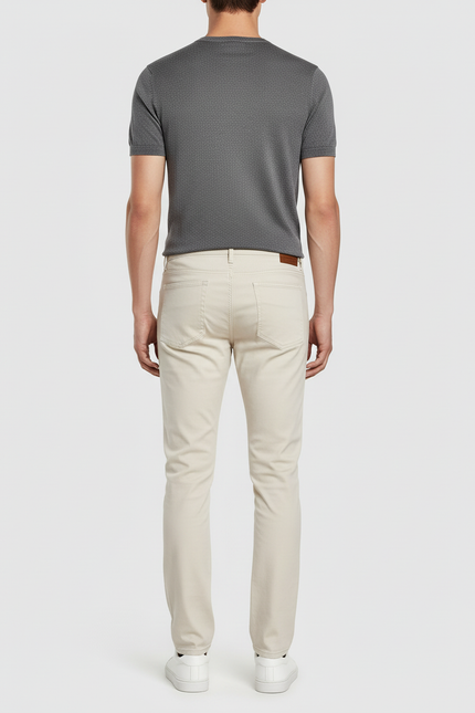 Pantalon Beige Similicuir Slim Fit Homme - Blanc Simili cuir - vue 2