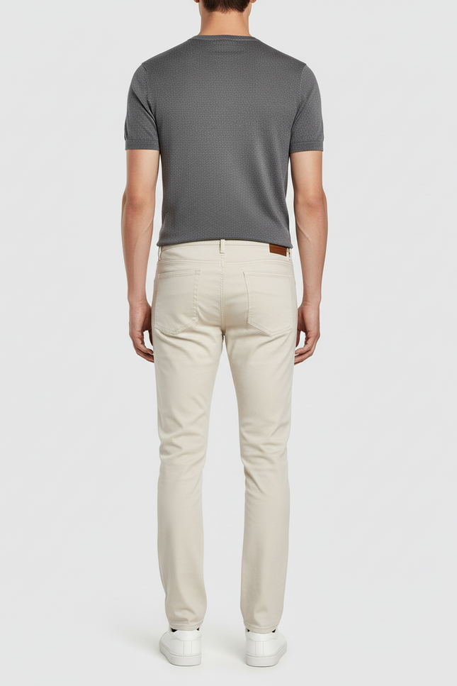 Pantalon Beige Similicuir Slim Fit Homme - Blanc Simili cuir - vue 2