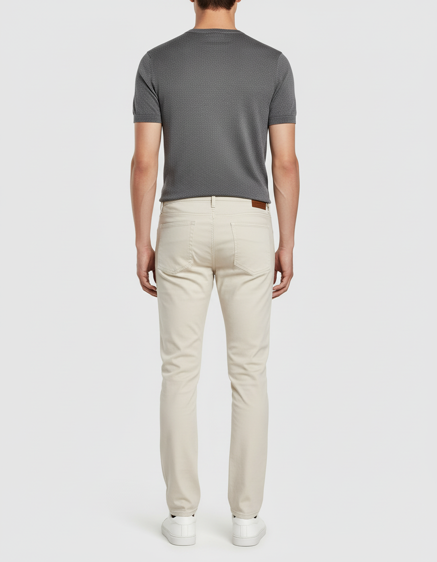 Pantalon Beige Similicuir Slim Fit Homme - Blanc Simili cuir - vue 2