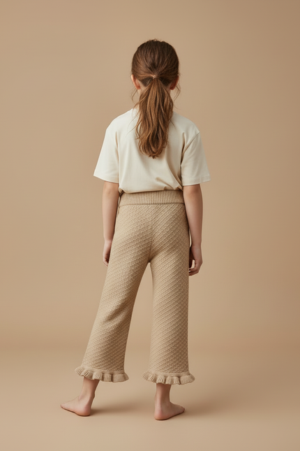 Pantalon Beige Fille - Camel Maille - vue 2