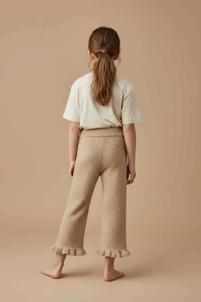 Pantalon Beige Fille - Camel Maille - vue 2