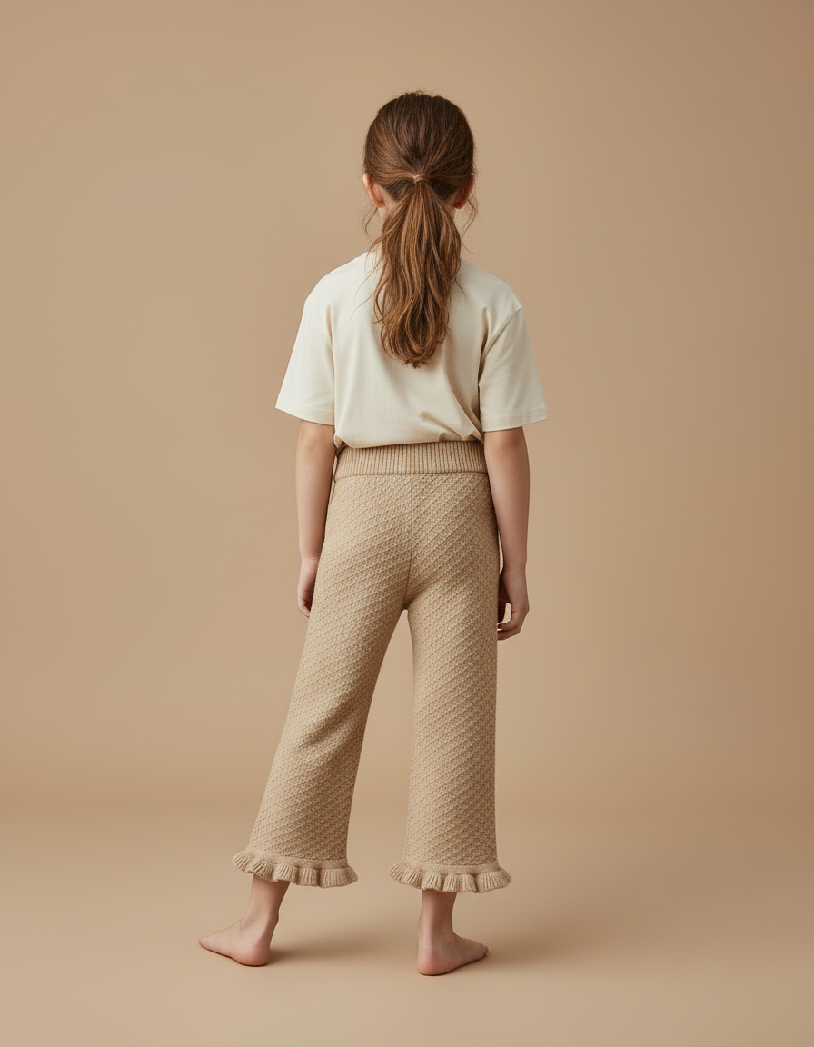 Pantalon Beige Fille - Camel Maille - vue 2