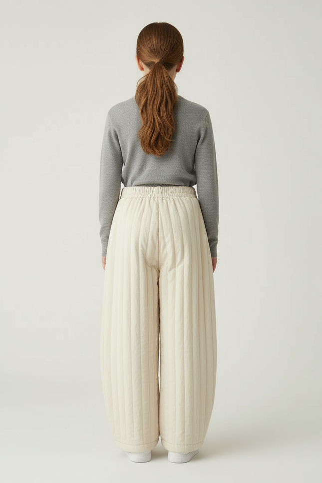 Pantalon Beige Matelassé Enfant Ample Hiver Chaud - Molleton - vue 2