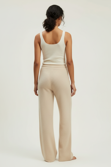 Pantalon Beige Femme Tricoté Ample Doux Confortable - Maille - vue 2