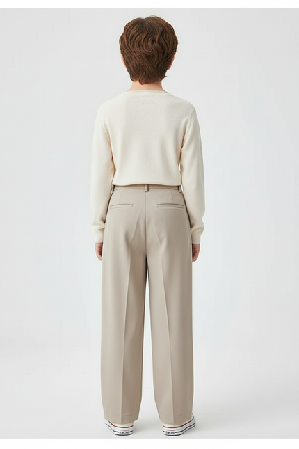 Pantalon Beige Plissé Droit Élégant Enfant - Gabardine - vue 2