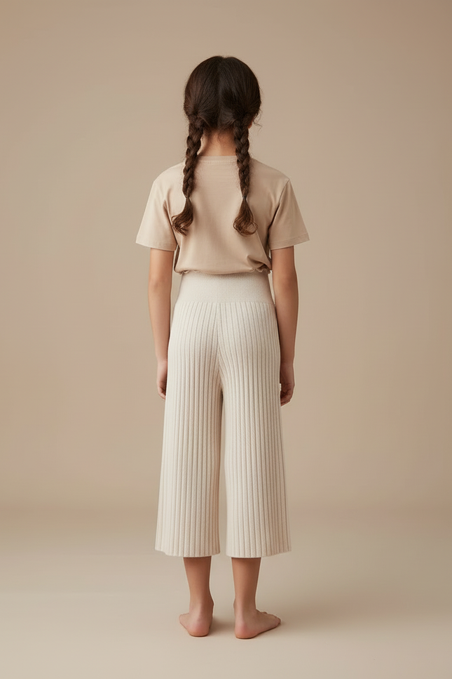 Pantalon Cropped Beige - Maille - vue 2