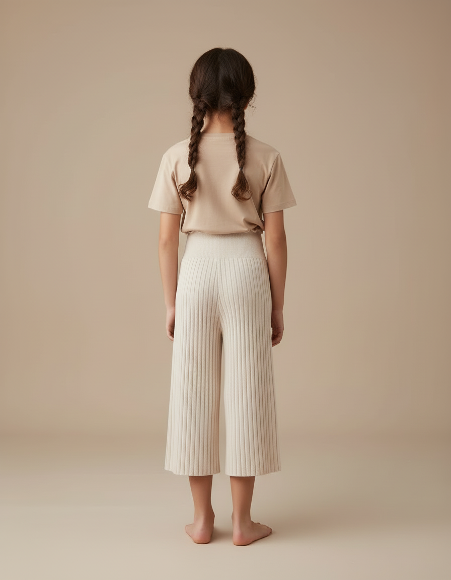 Pantalon Cropped Beige - Maille - vue 2