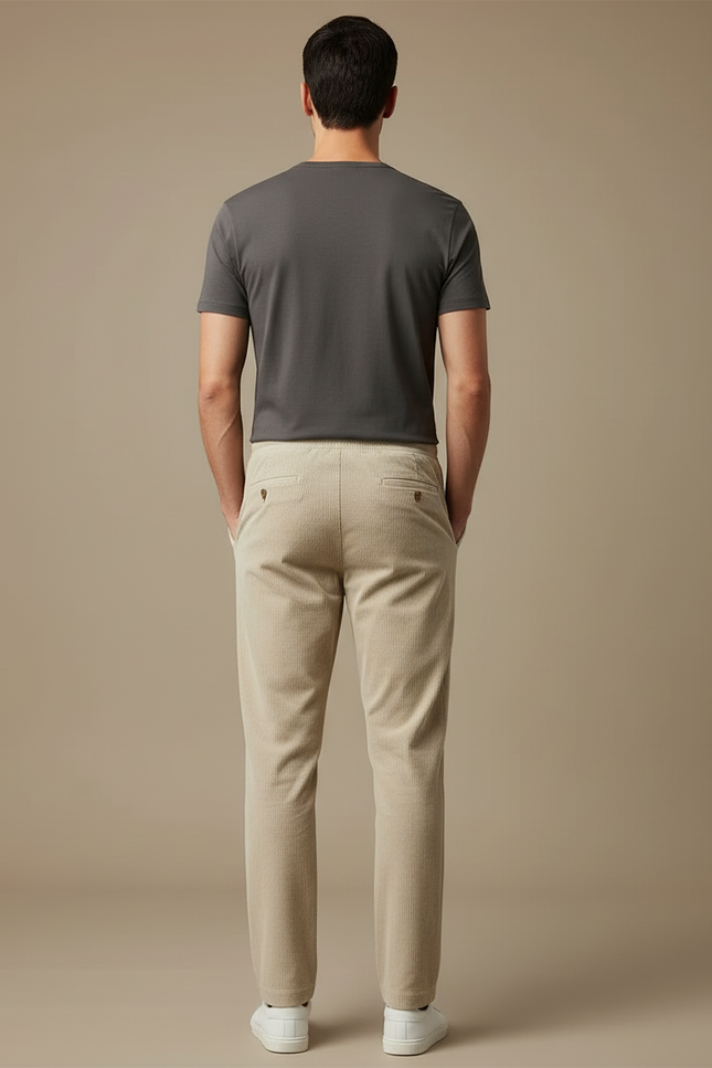 Pantalon Beige Côtelé Droit Décontracté Homme Cordon - Cordé - vue 2