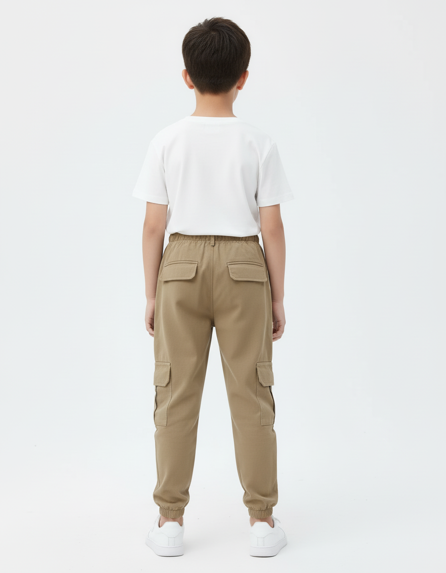 Pantalon Cargo Beige Ado - Kaki Toile - vue 2