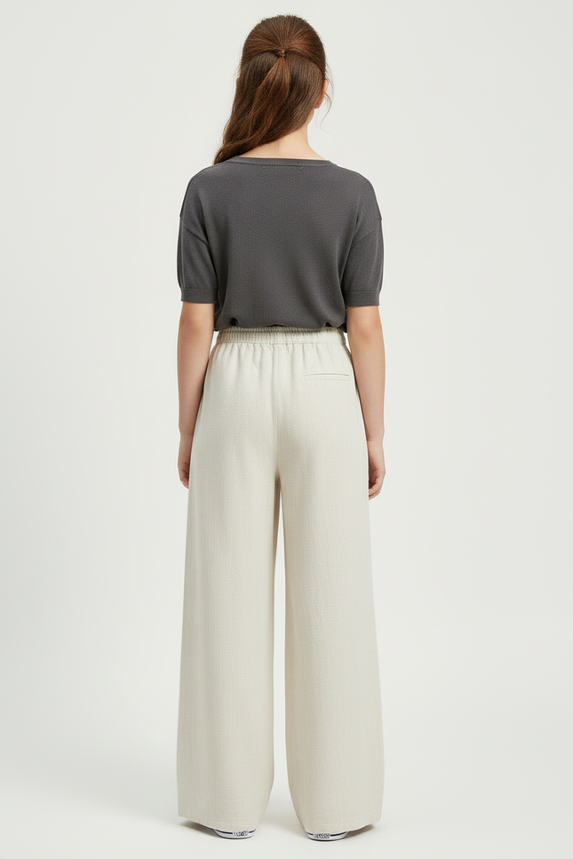 Pantalon Beige Ample Fluide Élastique Enfant - Lin - vue 2