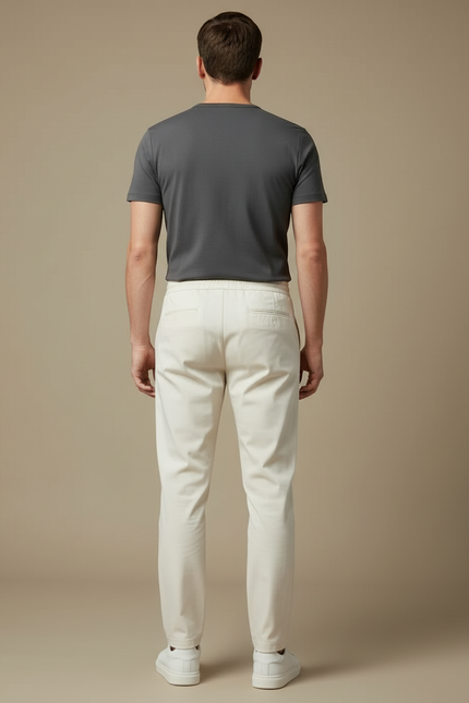 Pantalon Beige Homme Droit Décontracté Coton Élégant - vue 2
