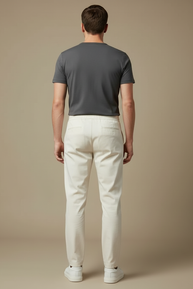 Pantalon Beige Homme Droit Décontracté Coton Élégant - vue 2