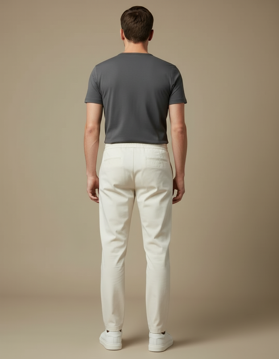 Pantalon Beige Homme Droit Décontracté Coton Élégant - vue 2