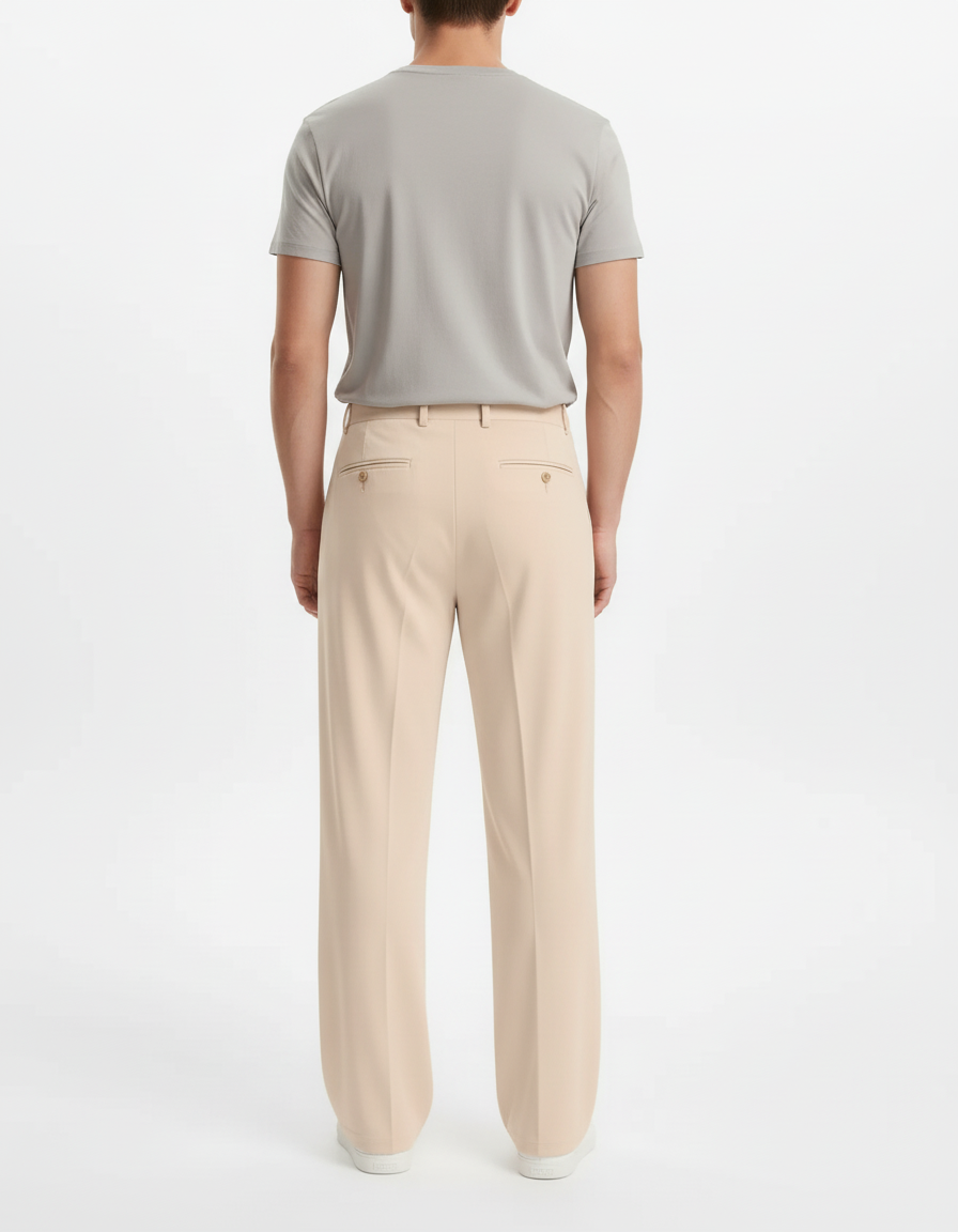 Pantalon Beige Droit Fluide Décontracté Confortable Homme - Polyester - vue 2